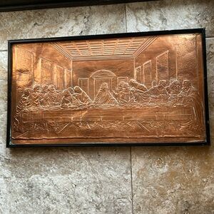 Copper Last Supper Picture embossed 20 in w x 19 inch high